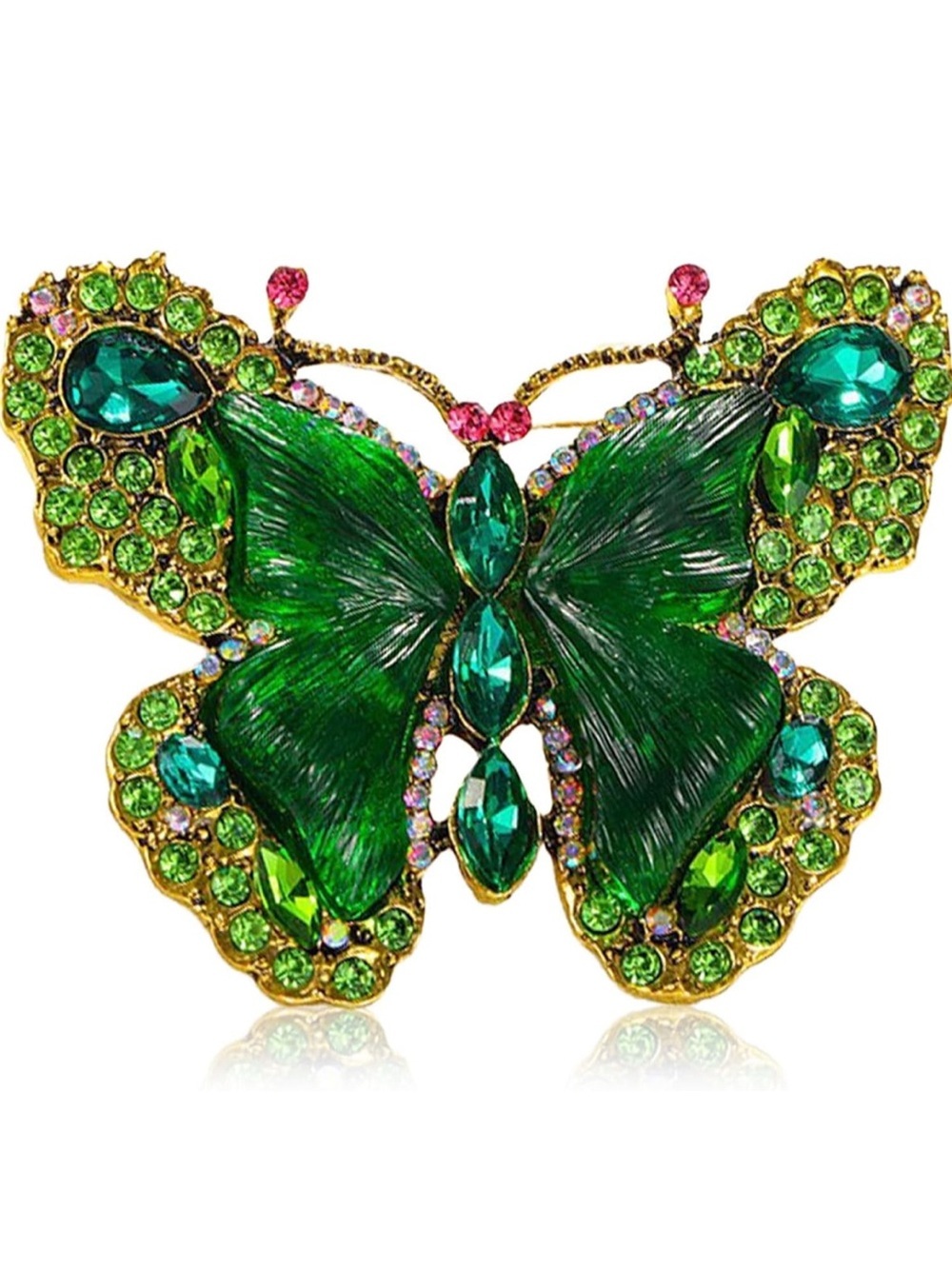 New! Green Butterfly Crystal Brooch
